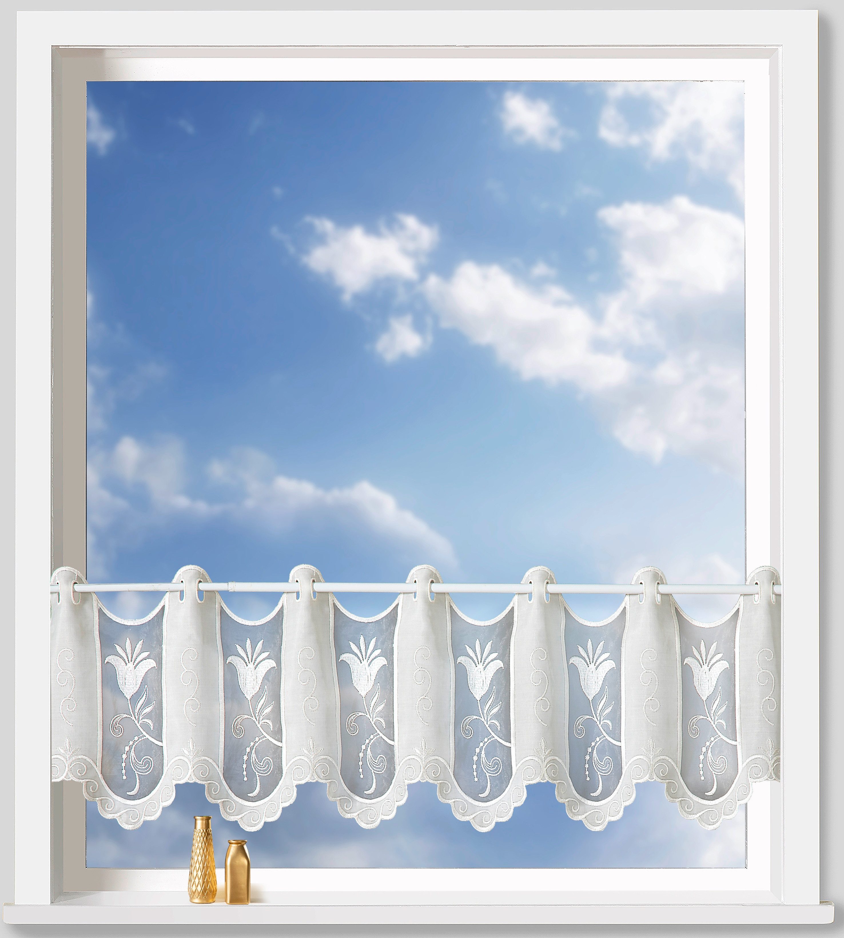 Weckbrodt Scheibengardine nach Maß Chiara (1 St), Stangendurchzug, halbtransparent, Bistro, Gardine, Store, nach Maß