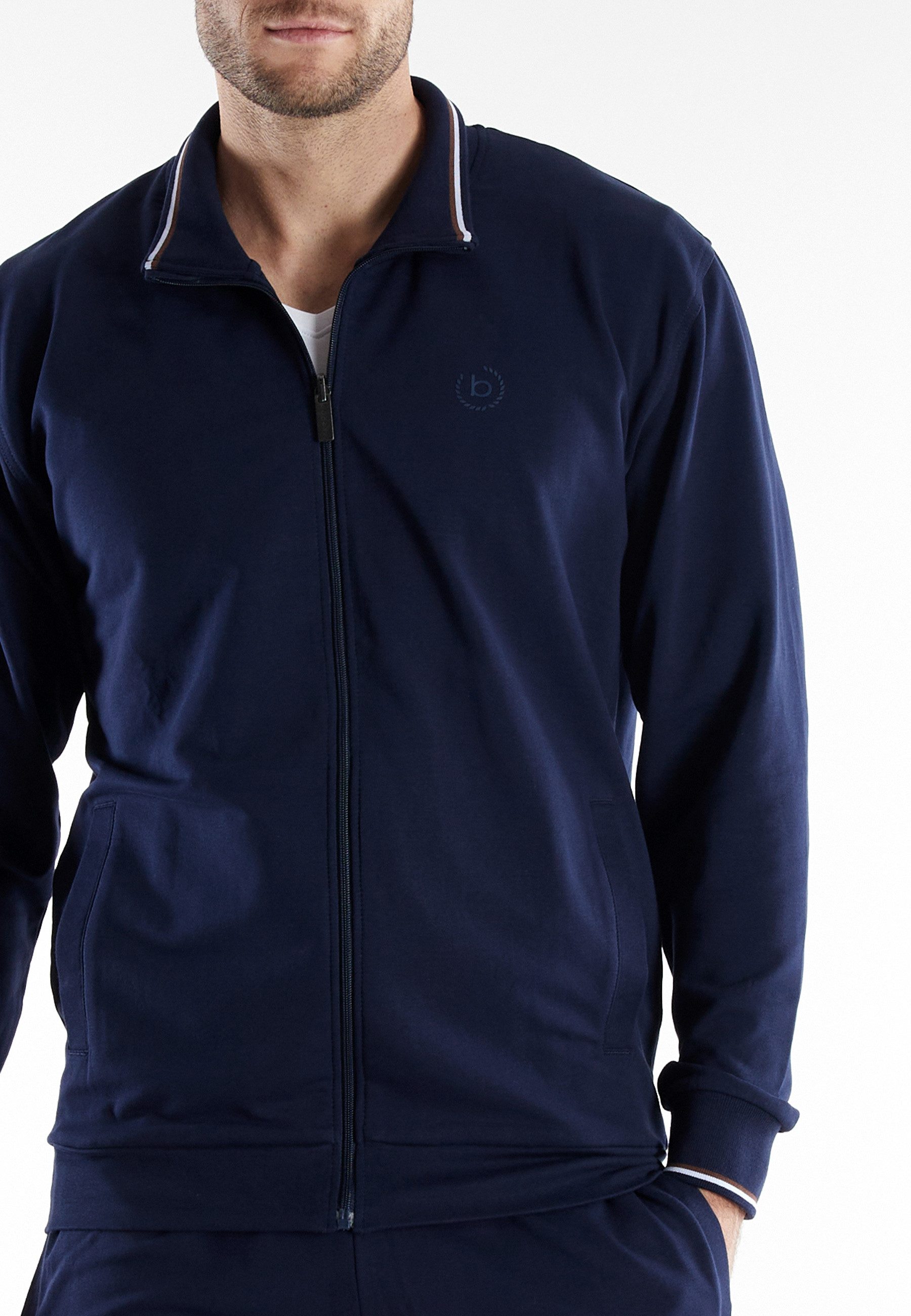 bugatti Loungeanzug Bologna (2 tlg) Langarm, lange Hose, mit Seitentaschen, mit Reißverschluss, bequem