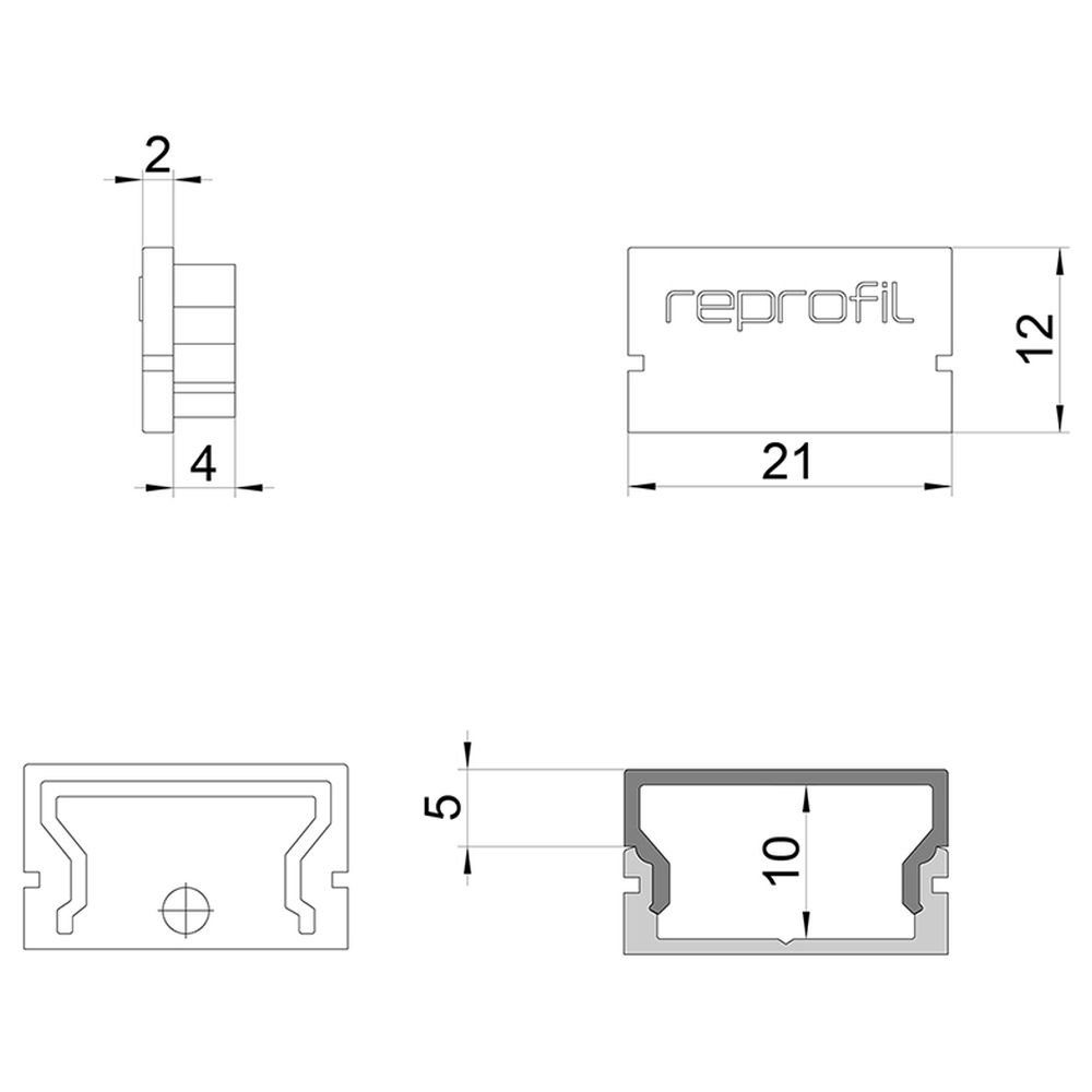 Hoch, Endkappe Abdeckung: LED-Stripe-Profil 21mm, Deko-Light H-AU-01-15, 2er-Set, Streifen LED Profilelemente 1-flammig, weiß, Deko-Light