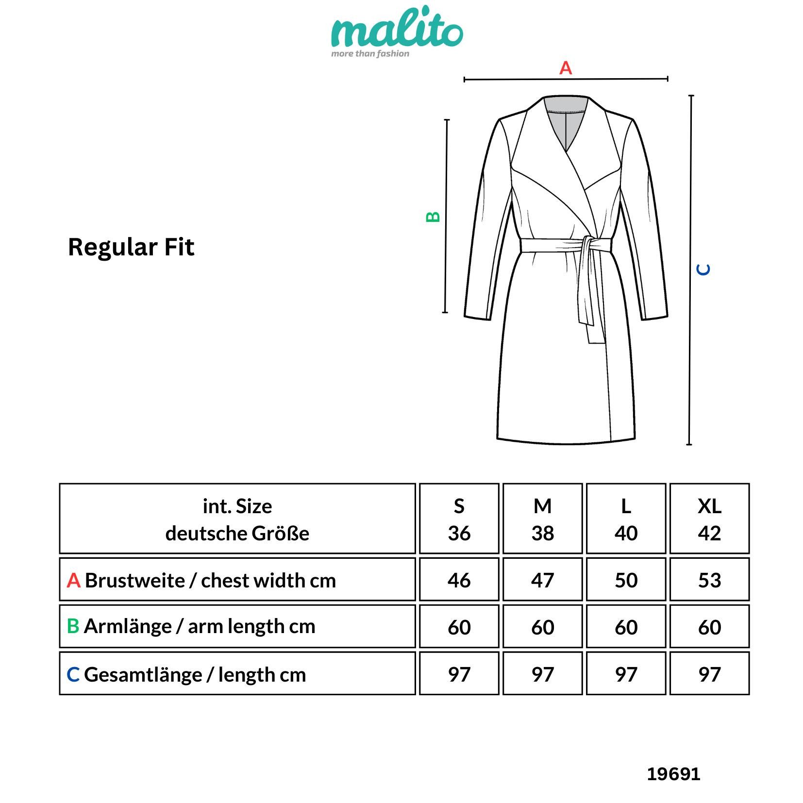 malito more than fashion Trenchcoat malito Damen Kurzmantel, edle Jacke mit Knöpfen, schicke Übergangjac Übergangsmantel mit Knopfverschluss