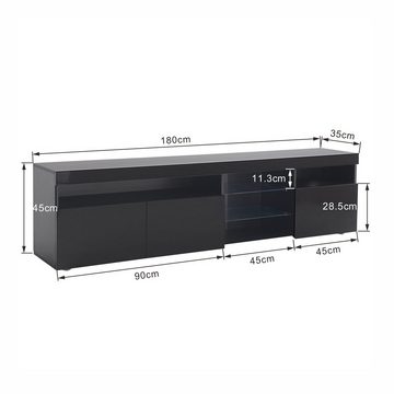 EXTSUD TV-Schrank Moderner Stil Helles Panel TV-Schrank (Hochwertiges MDF, variable LED-Beleuchtung 180X35X45CM) Wohn- und Esszimmer