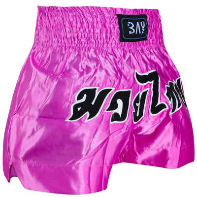 BAY-Sports Sporthose Thaiboxhose Thaiboxen Hose Shorts Muay Thai Kick REMY pink/schwarz (1-tlg) Kixkboxen, MMA, für Kinder und Erwachsene