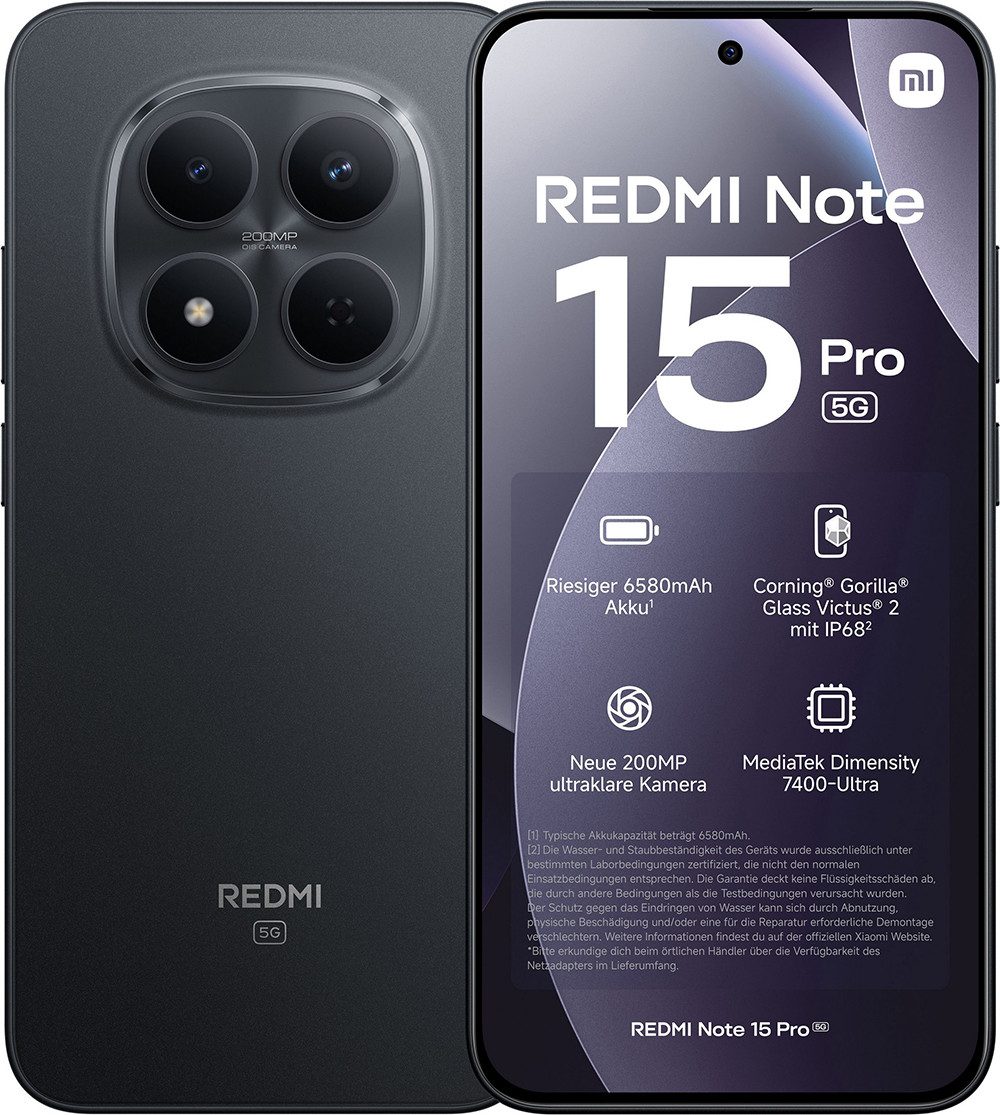 Xiaomi Redmi Note 15 Pro 5G 8+256GB Smartphone Handy (200 MP Kamera)