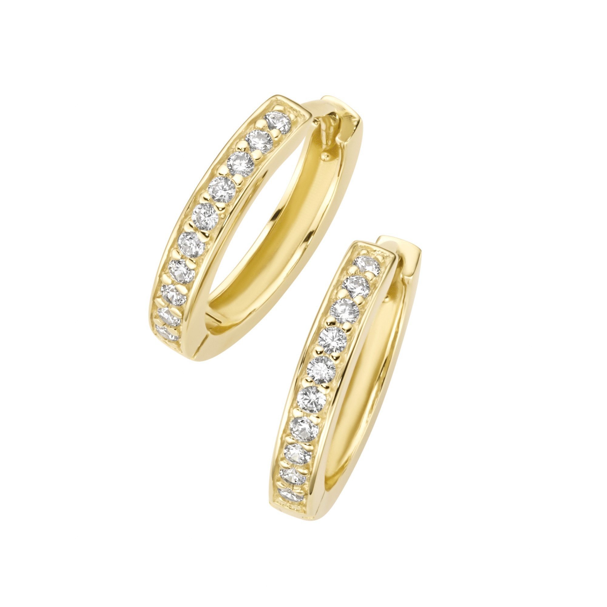 Smart Jewel Paar Creolen mit Zirkonia Steinen, Silber 925