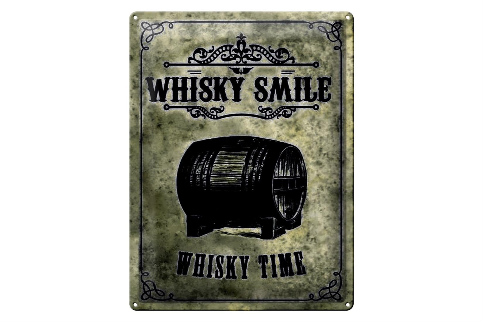 Metallschild 30x40cm Whisky Smile Whisky Time