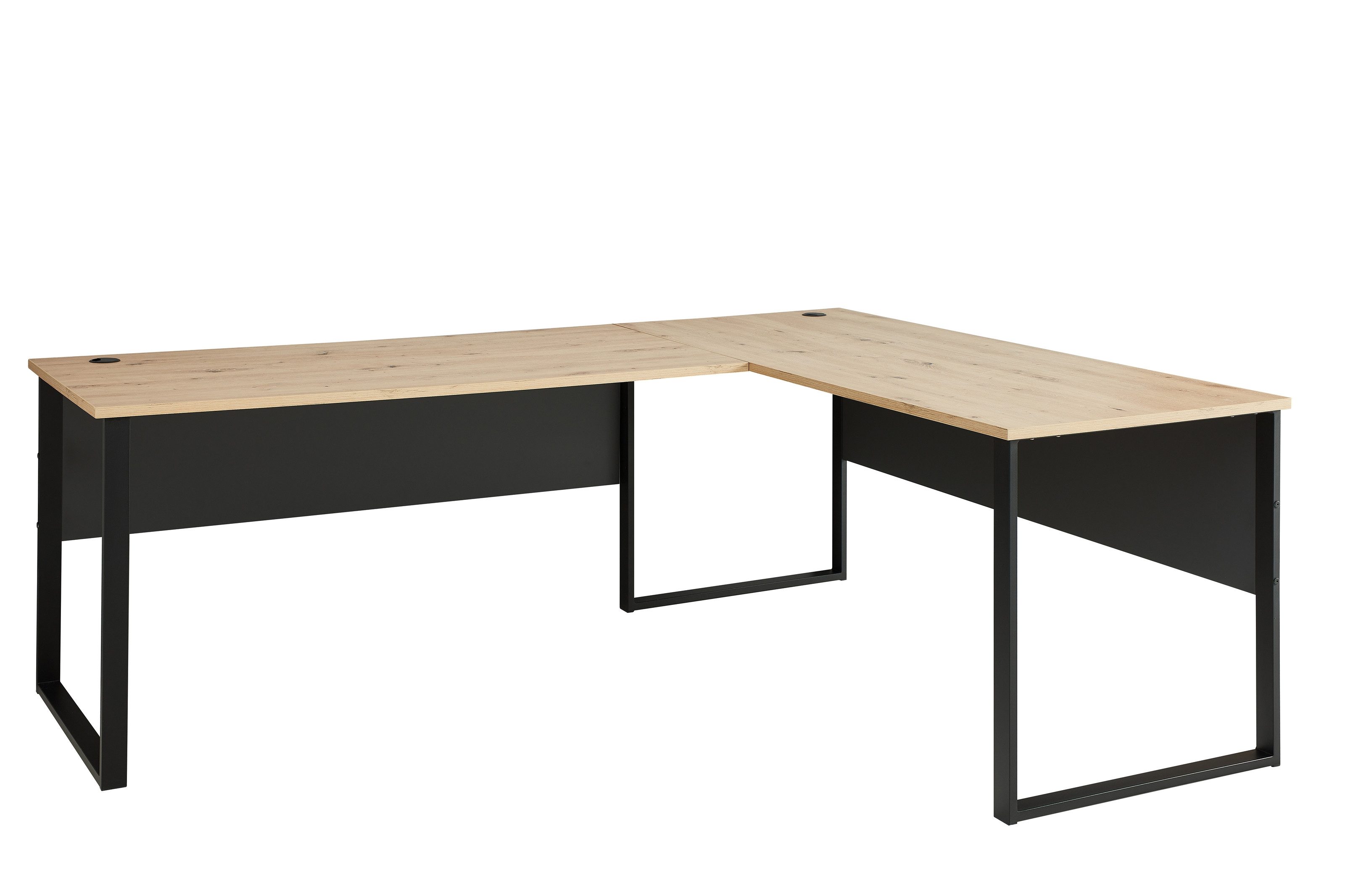 freiraum Eckschreibtisch Memphis, in Artisan Eiche Dekor / schwarz - 223x77x170 (BxHxT)