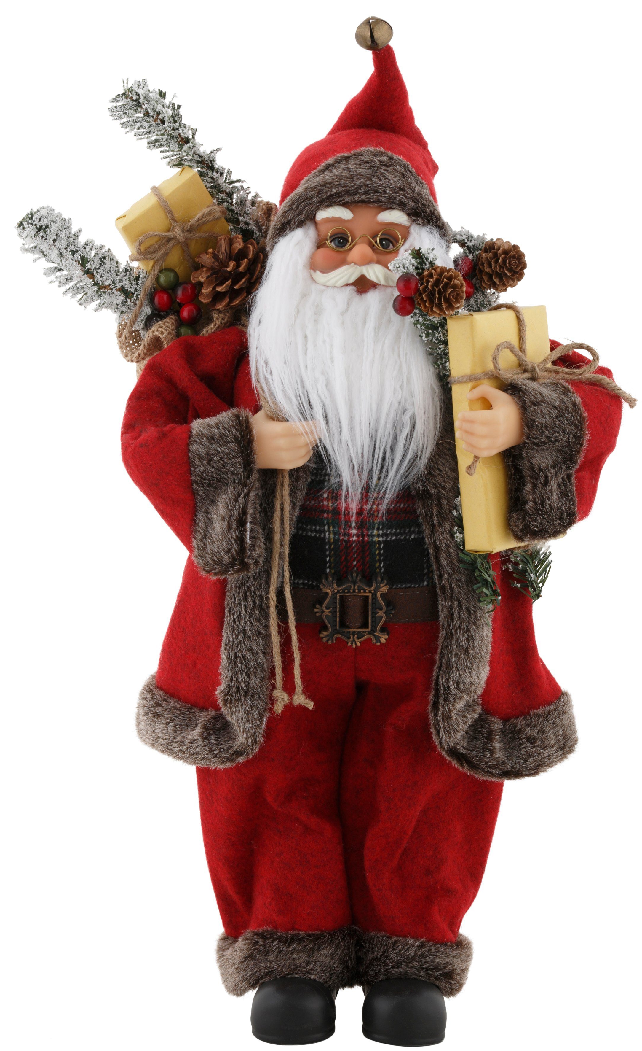 OTTO home Weihnachtsmann Dekoration für Weihnachten, klassisch -traditionell oder skandi-grau (1 St), mit Sack und Geschenken, jeweils in 2 …