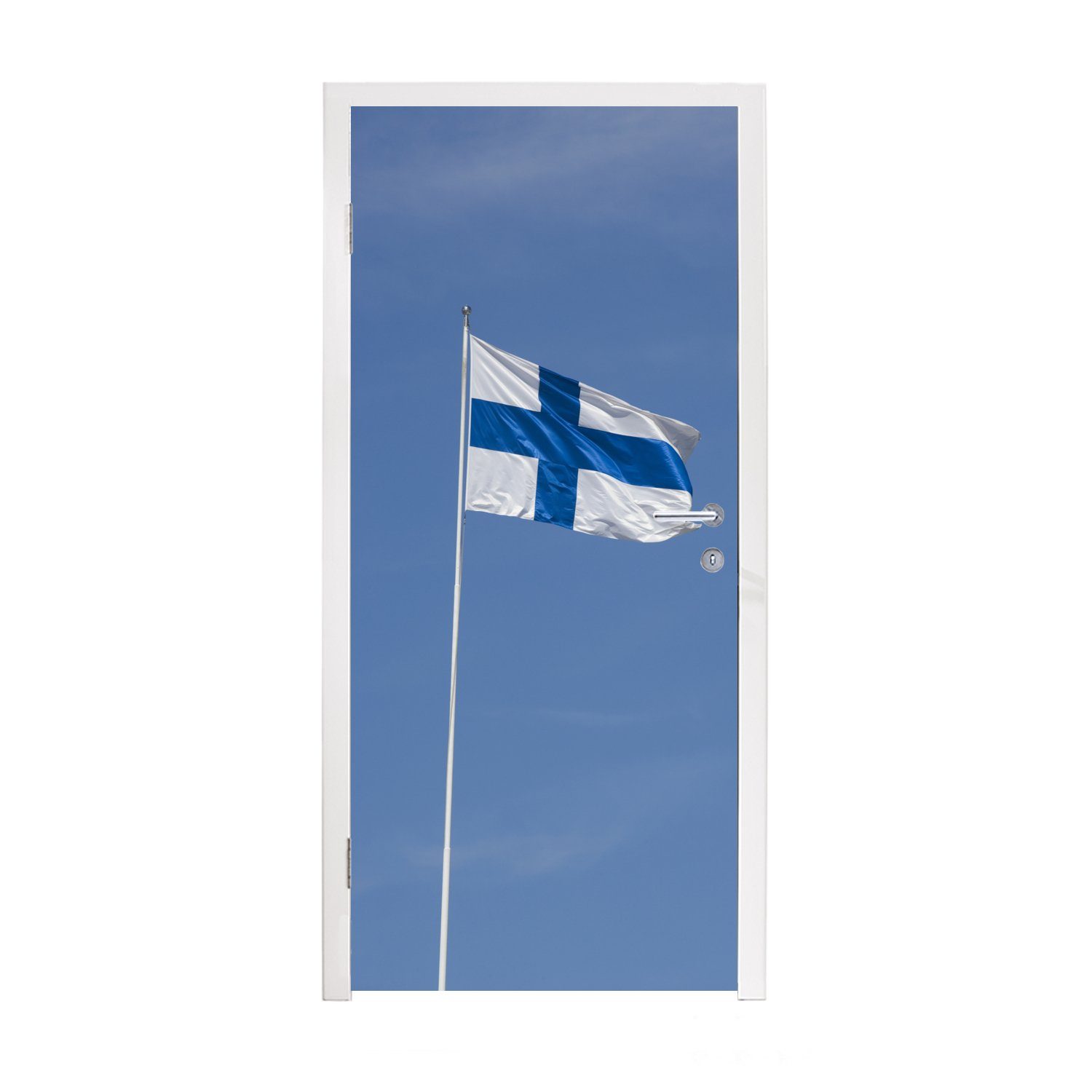 MuchoWow Türtapete Die Flagge von Finnland mit blauem Himmel, Matt, bedruckt, (1 St), Fototapete für Tür, Türaufkleber, 75x205 cm