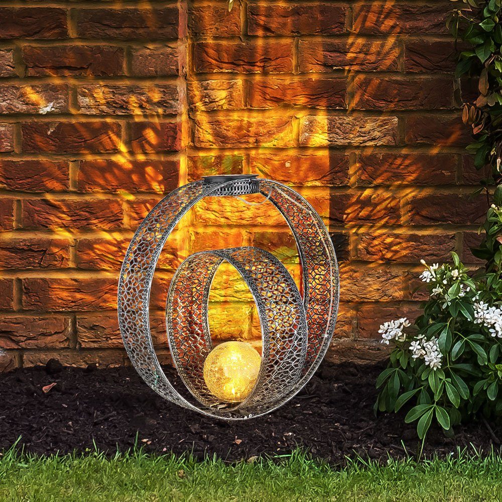 GLOBO LIGHTING LED Solarleuchte, LED-Leuchtmittel fest verbaut, Warmweiß, Solarlampe orientalische Kugel Dekoleuchte