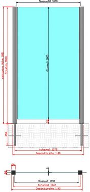 STAKET PRO Zaun, (Set), Glaszaun, Gesamtlänge: 1,14 m, 2 Pfosten