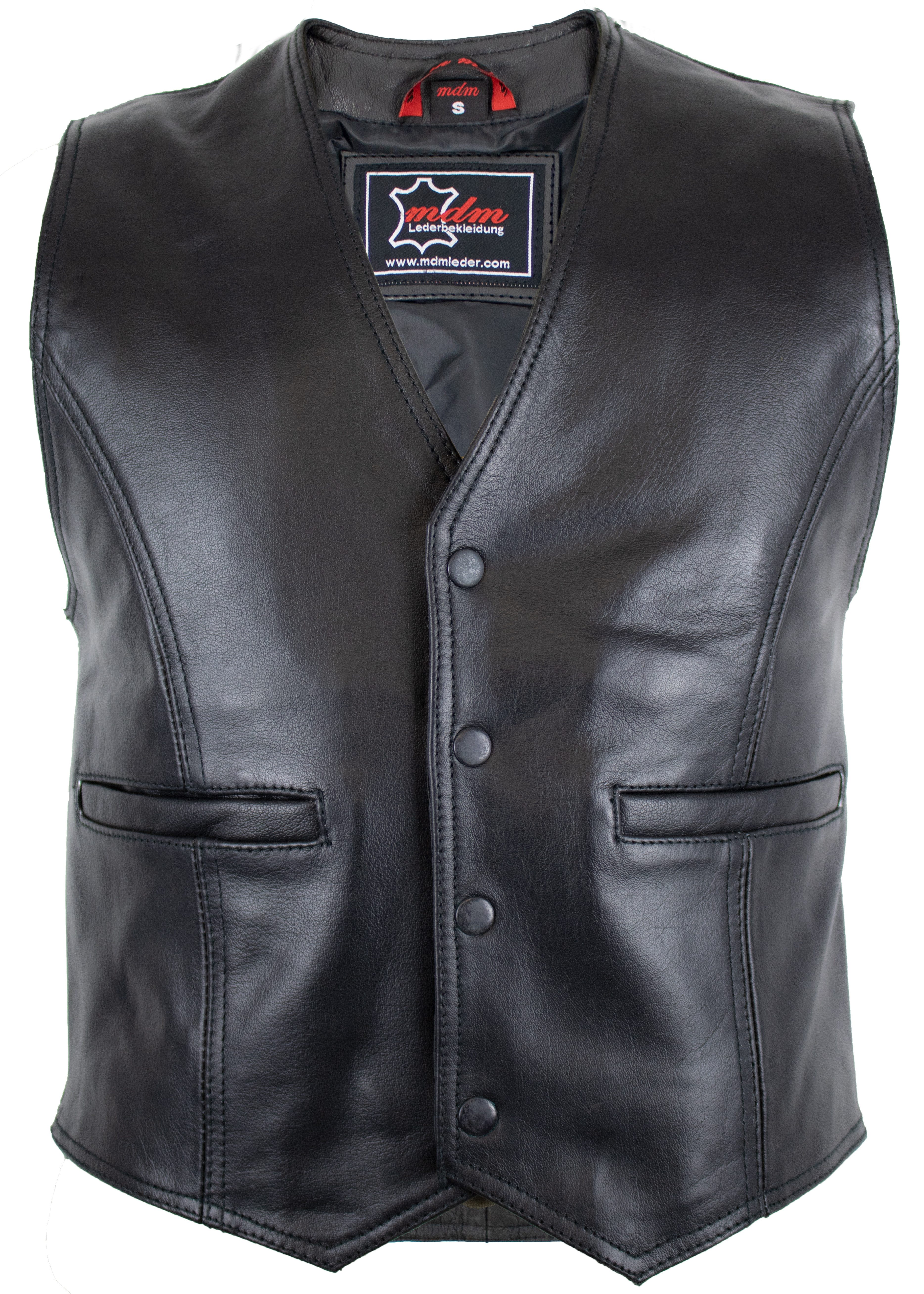 MDM Lederweste Klassische Herren Lederweste aus echtem Rinds Leder (Druckkn günstig online kaufen
