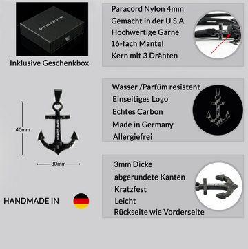 David Galvani Kette mit Anhänger Herren Halskette Kohlsenstoff Carbon Anker, aus Kohlenstoff Carbon