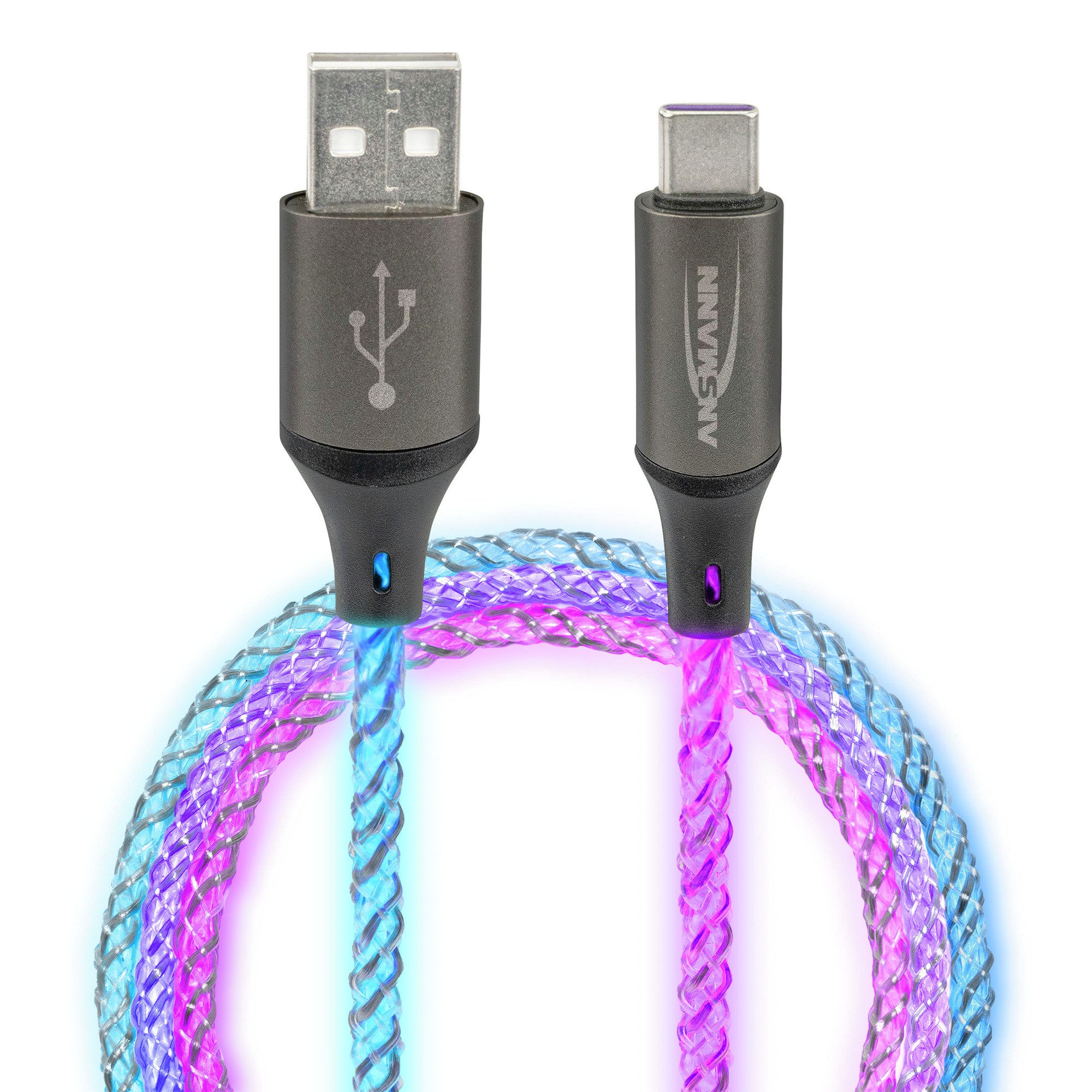 ANSMANN AG Ladekabel 100 cm USB-A auf USB Typ C mit LED-Licht USB-Kabel, (100 cm)