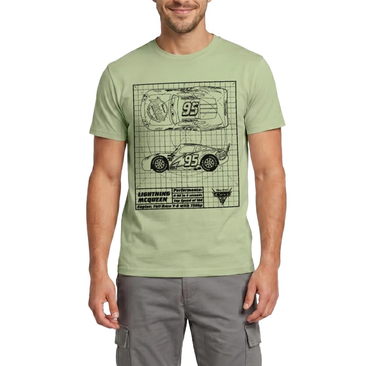 Spreadshirt T-Shirt Cars Lightning McQueen Skizze Männer T-Shirt (1-tlg) Regular Fit