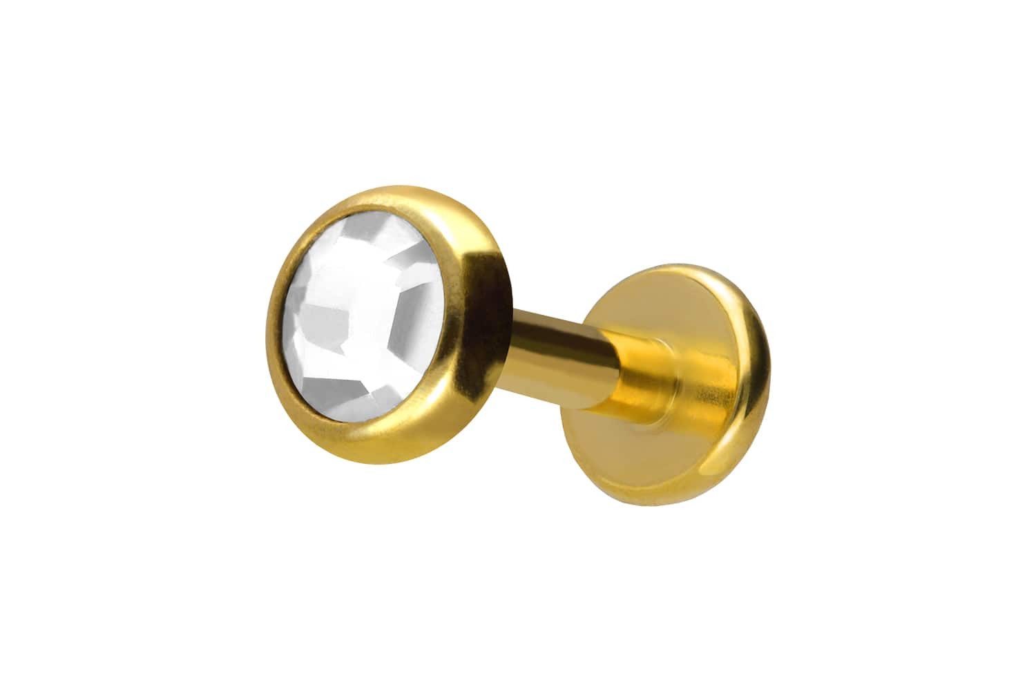 Piercing-Set Titan Labret mit Innengewinde KRISTALLDISC