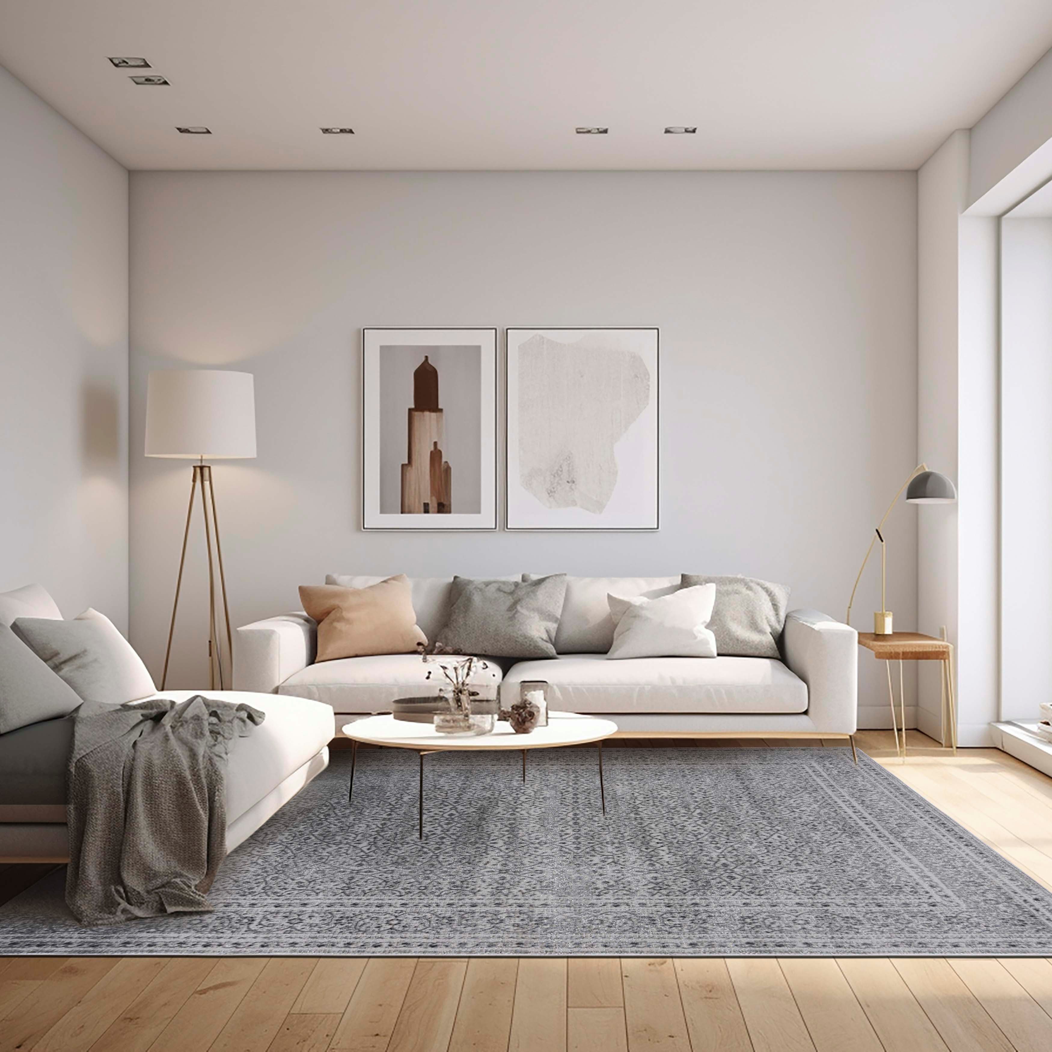Mazovia Designteppich Modern Stilvoll Teppich Rechteckiger Weich Teppich für Wohnzimmer Grau, 80 x 150 cm, Fußbodenheizung