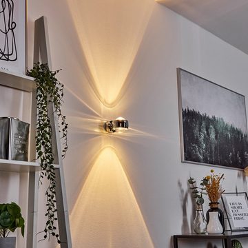 hofstein Wandleuchte »Osacca« halbrunde Wandlampe aus Metall mit Glas-Linsen, ohne Leuchtmittel, verchromter Raumfluter, indirektes Licht in Form von zwei Lichtkegeln