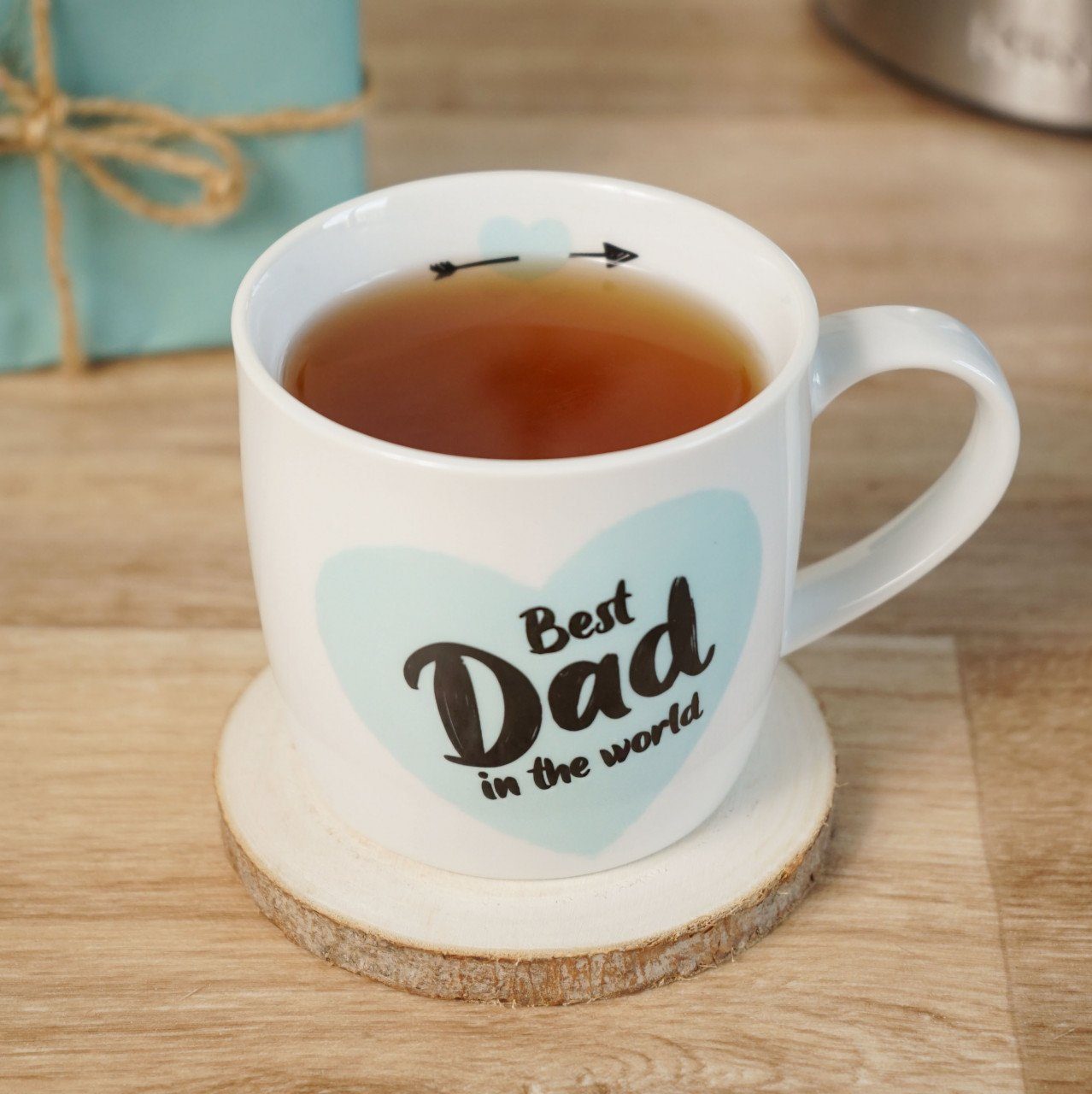 Geda Labels GmbH Tasse Best Dad in the world, 1-tlg., Porzellan, Blau, 300 ml, spülmaschinengeeignet