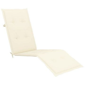 vidaXL Gartenlounge-Sessel Deckchair Gartenliege Liegestuhl mit Fußstütze Auflage creme Massivhol