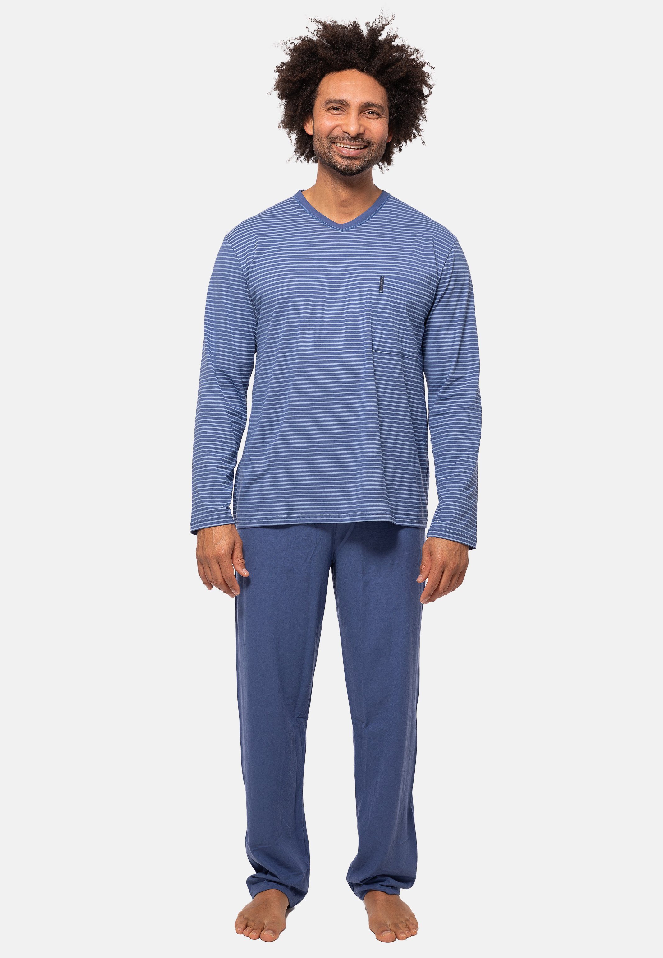 Ammann Pyjama Extra Light Cotton (Set, 2 tlg) Schlafanzug Langarm - Baumwolle - Polo