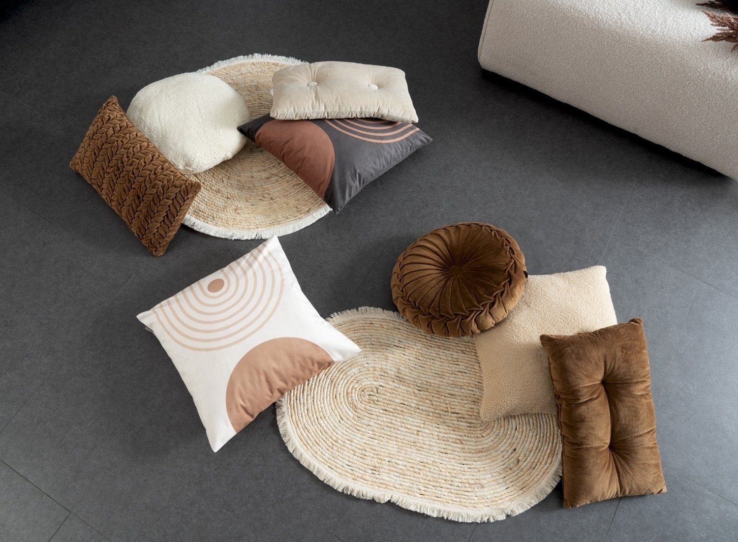 Koopman Teppich SUJU, Beige, B 50 cm, L 80 cm, Schilfgras, oval