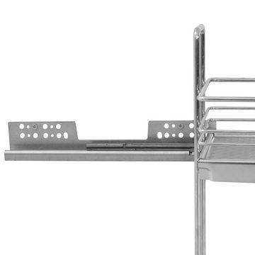 vidaXL Schubkasteneinsatz 2-stufiger Ausziehbarer Küchen-Drahtkorb Silbern 47x15x54,5 cm
