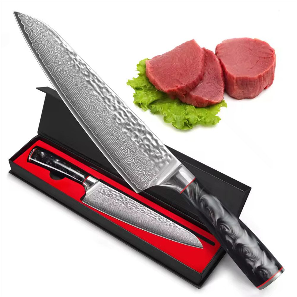 KingLux Damastmesser Damast Küchenmesser Chefmesser aus 67 Schichten Damaststahl, 20cm, ergonomisch griff