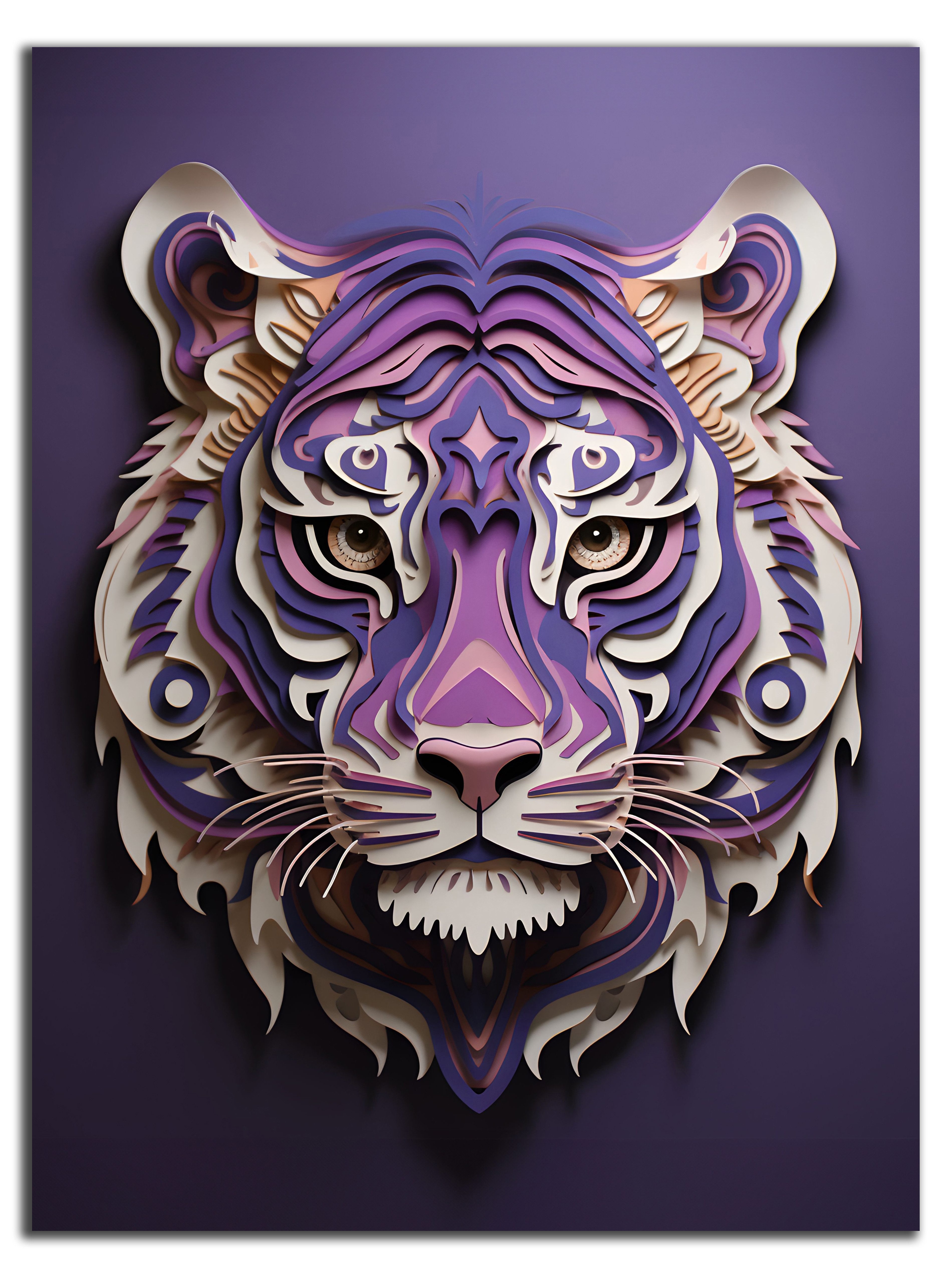 DARO Design Leinwandbild Modern Abstrakt Wandbilder XXL Wandbild Wand Deko Leinwand Bilder, (Lila Tiger - Bild groß Wohnzimmer Schlafzimmer Küche Esszimmer Einteilig Querformat Fotodruck Leinwände Wanddeko Abstrakte Kunst Boho), 30x20cm