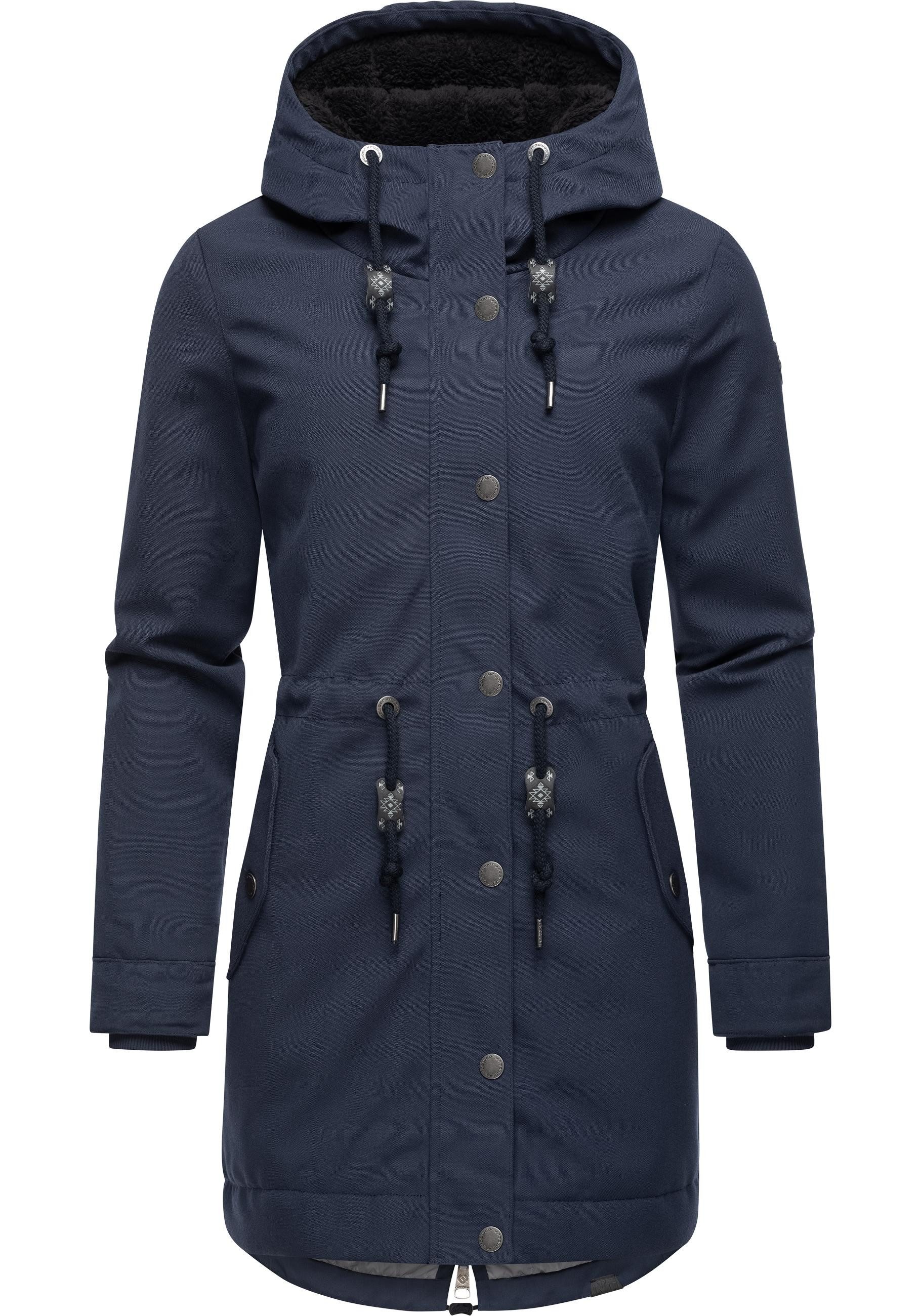 Ragwear Kurzmantel Canny Canvas Wasserdichter Damen Wintermantel mit Kapuze