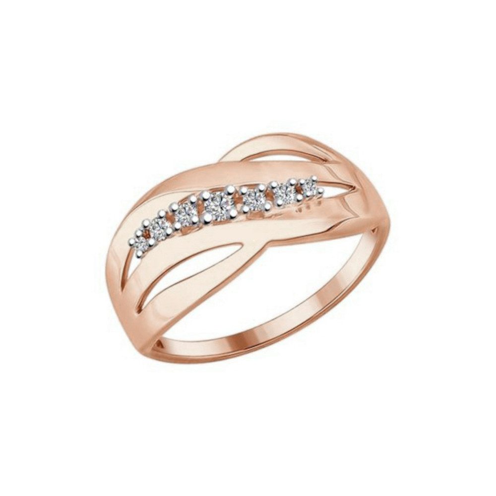 SOKOLOV Jewelry Silberring Damenring aus 925 Silber, vergoldet mit Zirkonia (1-tlg), Sterlingsilber Silberschmuck für Damen