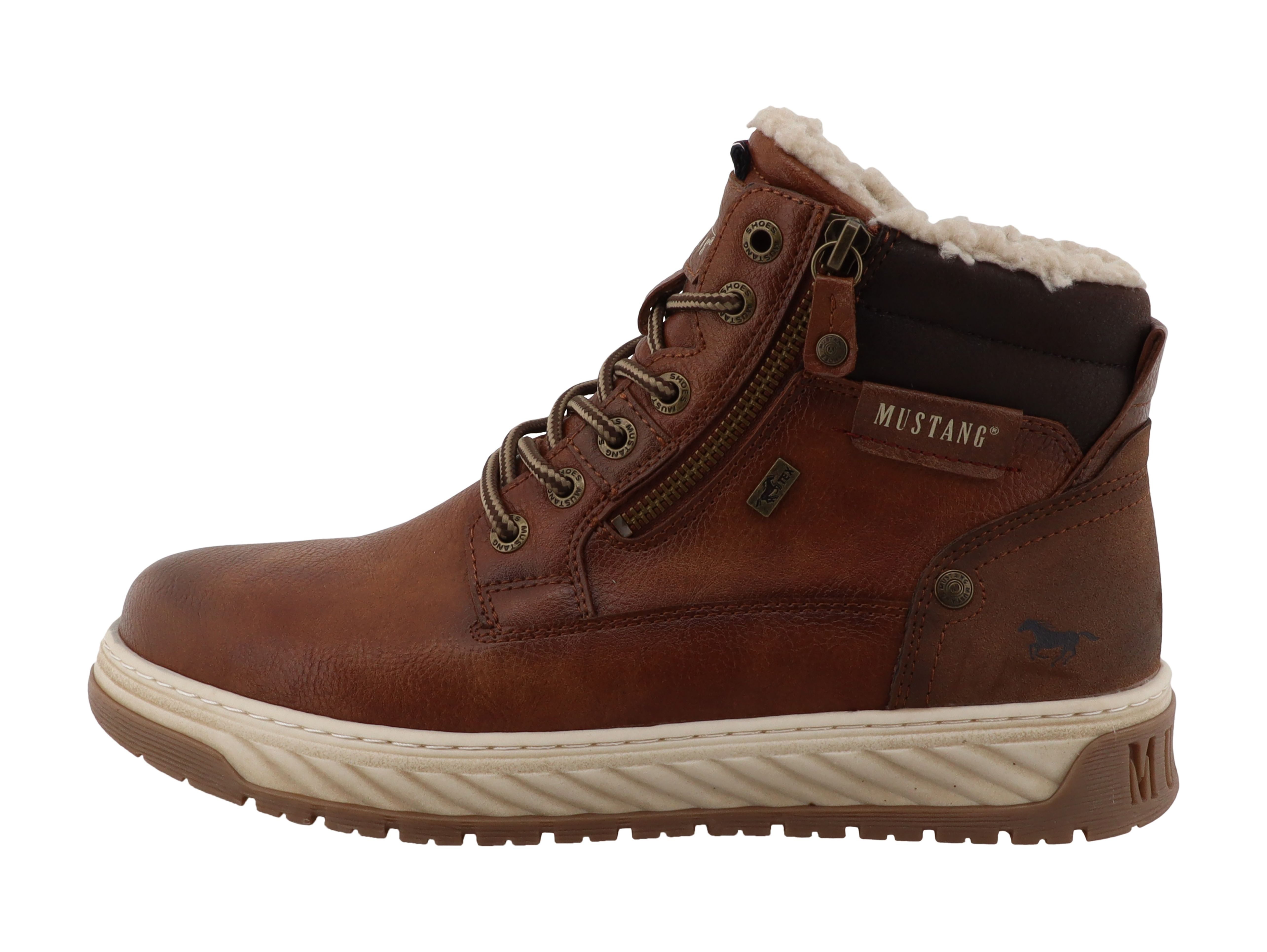 Mustang Shoes Stiefelette Winterboots Schnürboots, Outdoorschuh mit modischem Zierreißverschluss