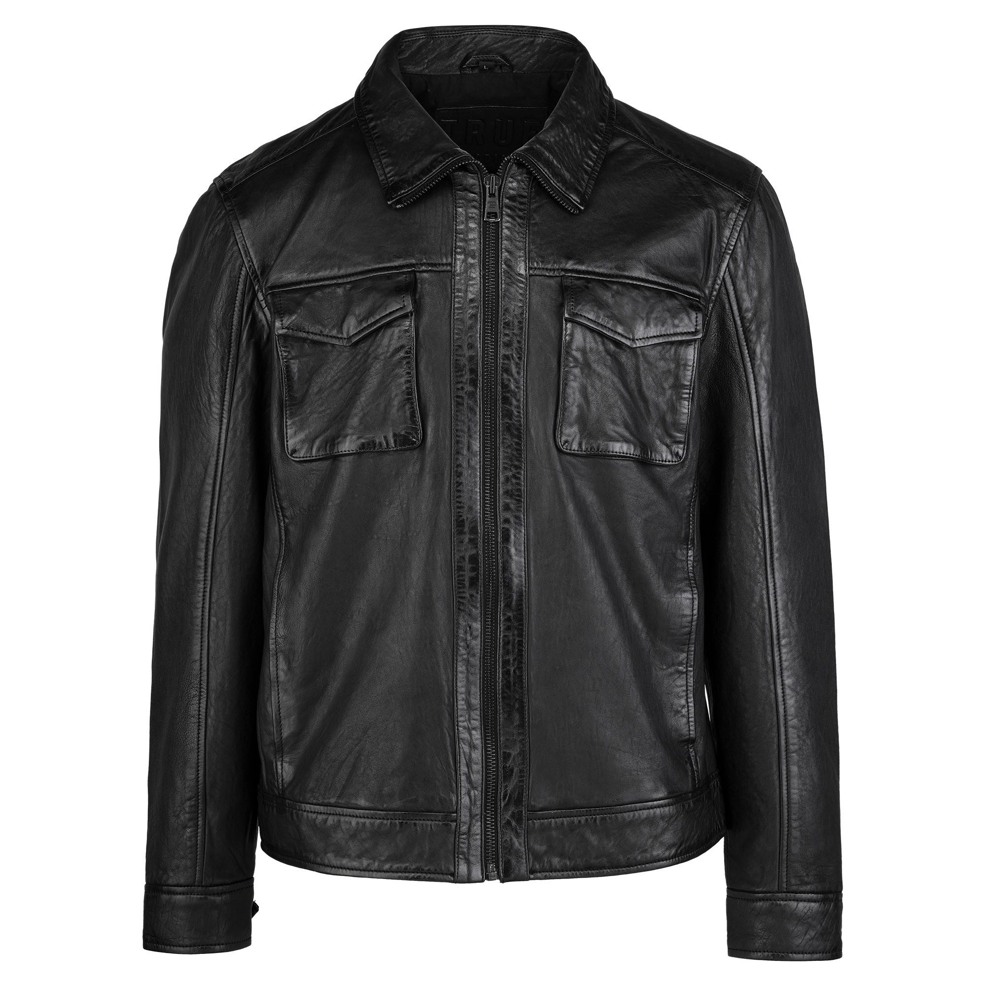 trueprodigy Lederjacke Jax Aufgesetzte Taschen im Hemd-Stil günstig online kaufen