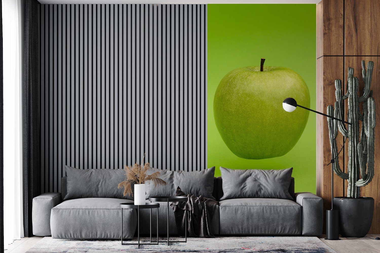 MuchoWow Fototapete Obst - Apfel Vliestapete für (2 Matt, St), Grün, - Fototapete bedruckt, Schlafzimmer Wohnzimmer Küche