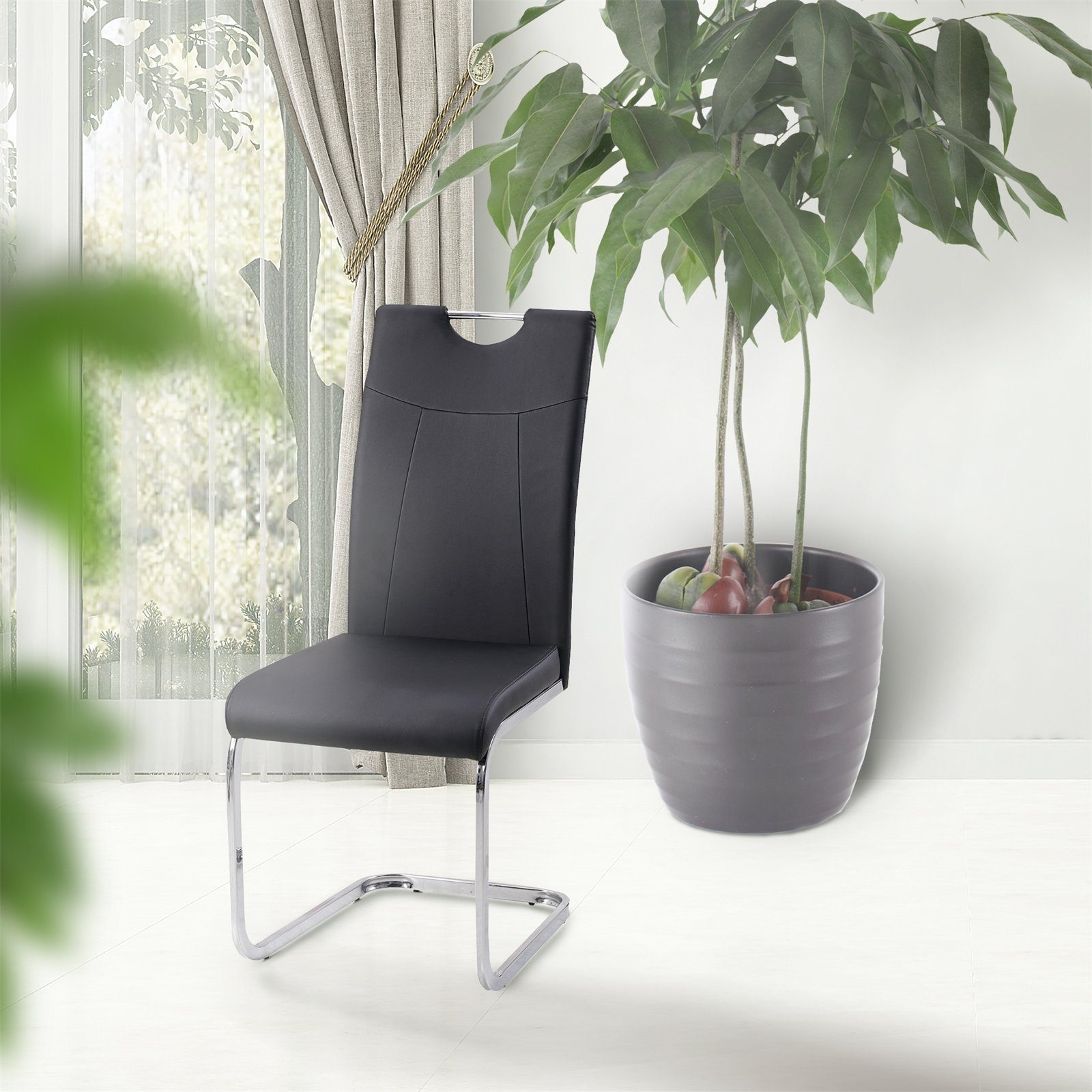 HTI-Living Esszimmerstuhl Esszimmerstuhl Schwarz Kunstleder Kelly C (Set, 2 günstig online kaufen