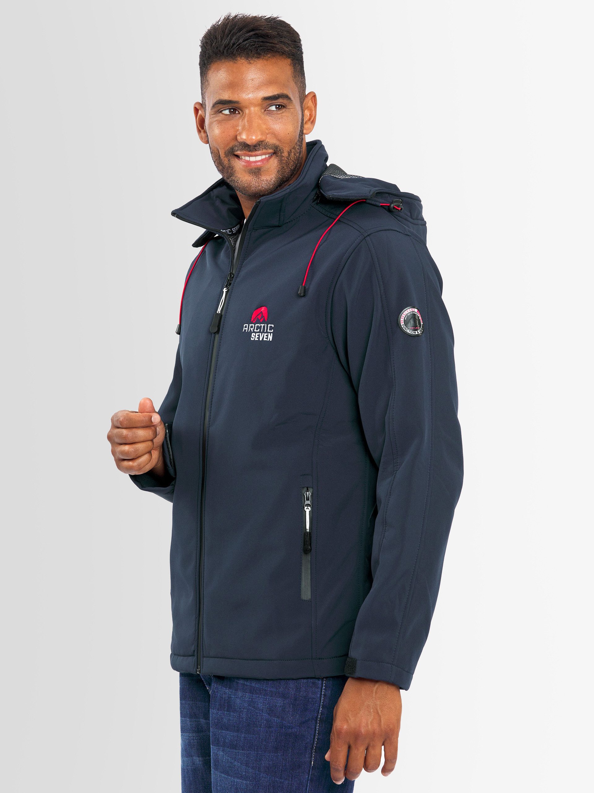 Arctic Seven Softshelljacke ASAdventuraa sportliche Outdoorjacke mit abnehmbarer Kapuze