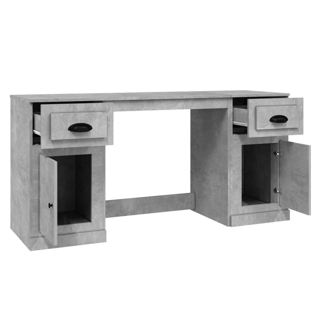 vidaXL Schreibtisch mit Betongrau Schreibtisch Stauraum Holzwerkstoff