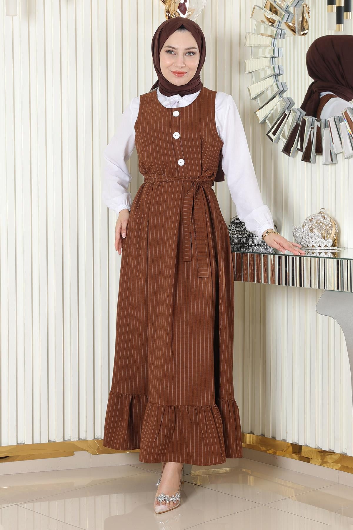 MODAMİHRAM Tunika Gefalteter Gürtelrockanzug Tabby 19221 günstig online kaufen