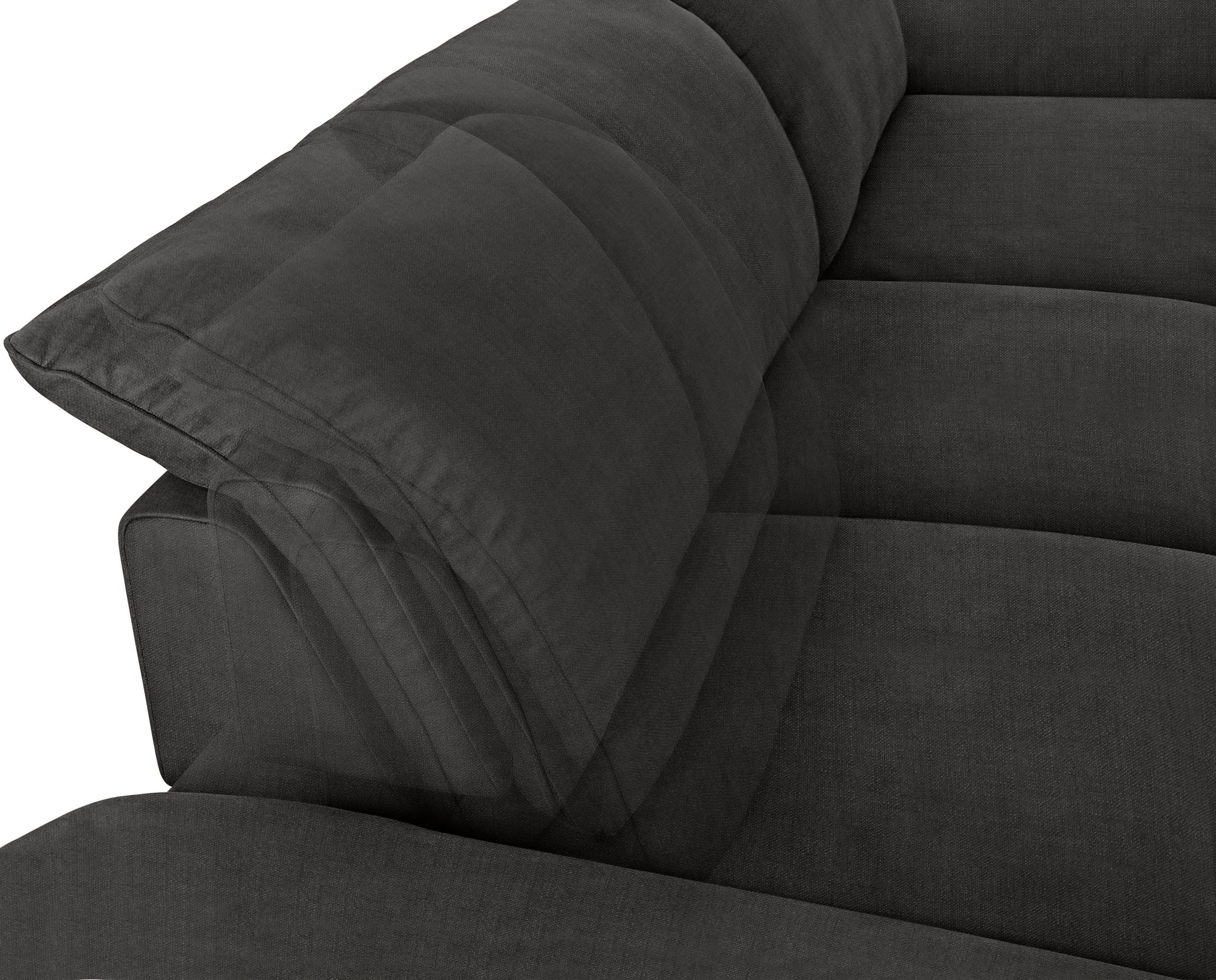 pulverbeschichtet, schwarz cm 340 Sitztiefenverstellung, enjoy&MORE, Ecksofa Füße W.SCHILLIG Breite