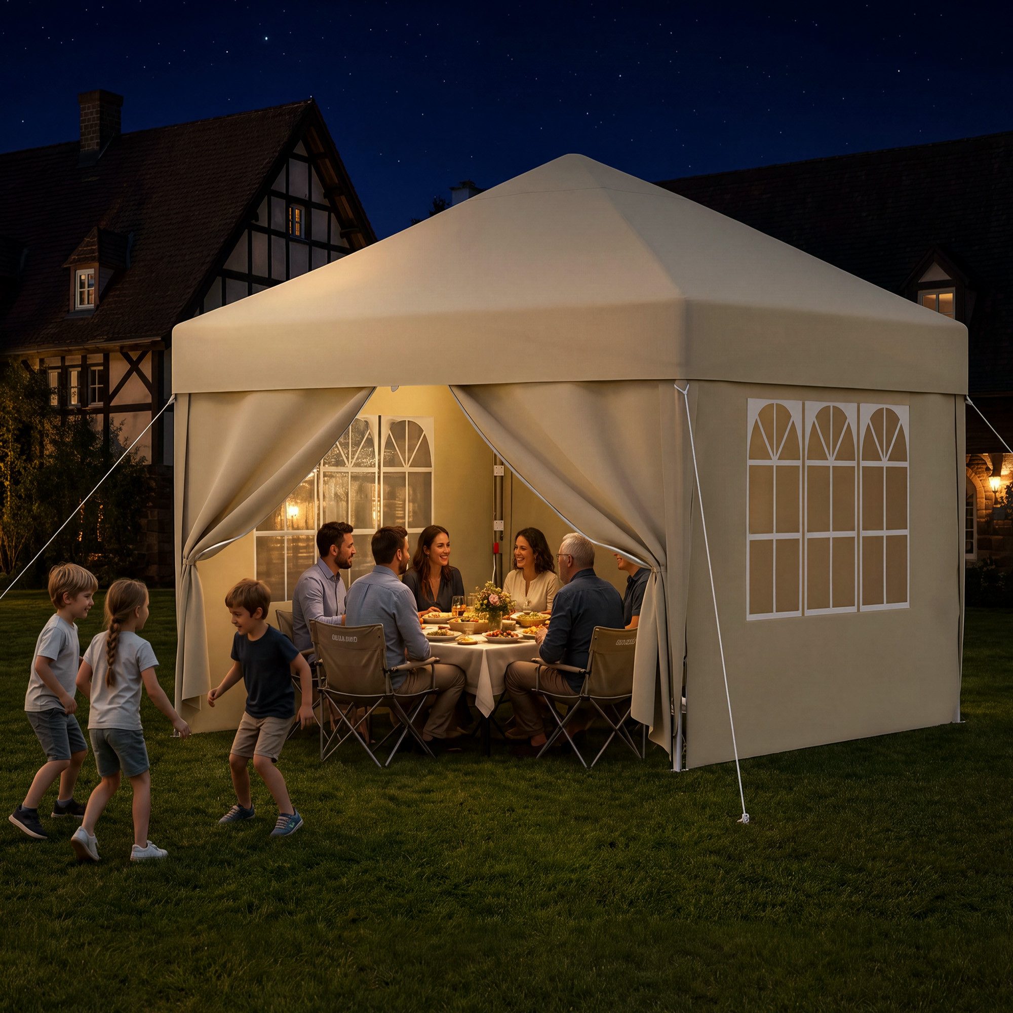 HOMALL Faltpavillon 3x3/3x6 m Gartenpavillon Höhenverstellbarer Pop Up Pavillon, mit 4 Seitenteilen, (Windfester Pavillon mit Seitenteilen und Tragetasche, für  – Bild 2 von 5