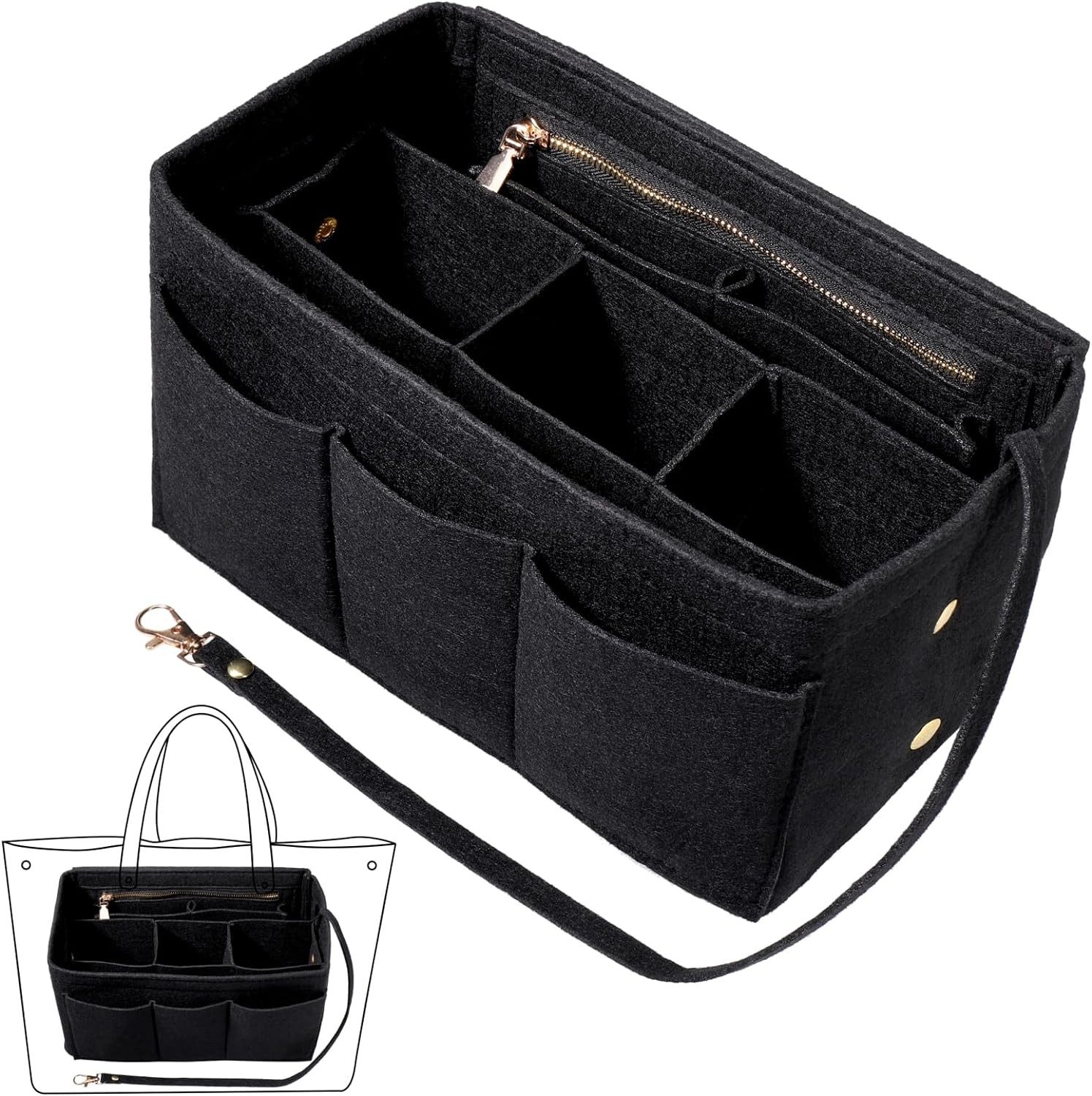 Bwecuy Handtasche Handtaschen Organizer Taschenorganizer mit Fächer, Geldbeutel-Einsatz Bag in Bag Handtaschenordner