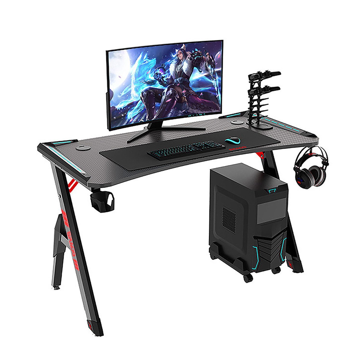 Gamingtisch LED Gaming Tisch,Gaming Schreibtisch,mit RGB Lichtern 120cm