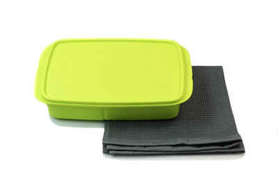 TUPPERWARE Back-Set Lunchbox 1 L limette mit Trennwand + GLASTUCH