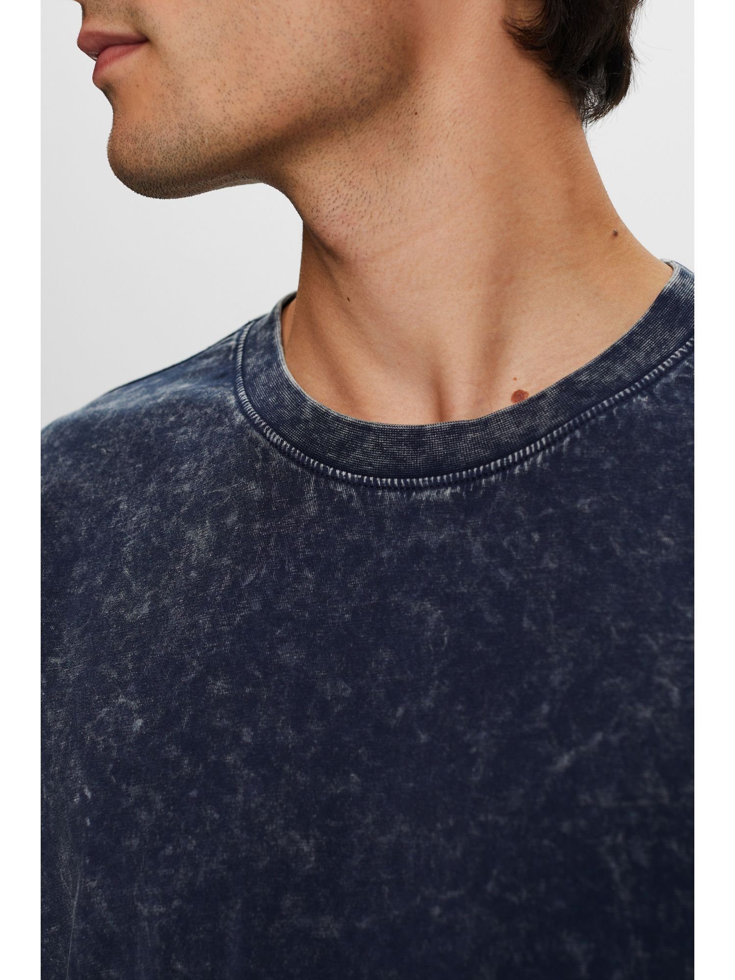 (1-tlg) Stonewash-Effekt, T-Shirt Baumwolle mit 100 % T-Shirt Esprit NAVY