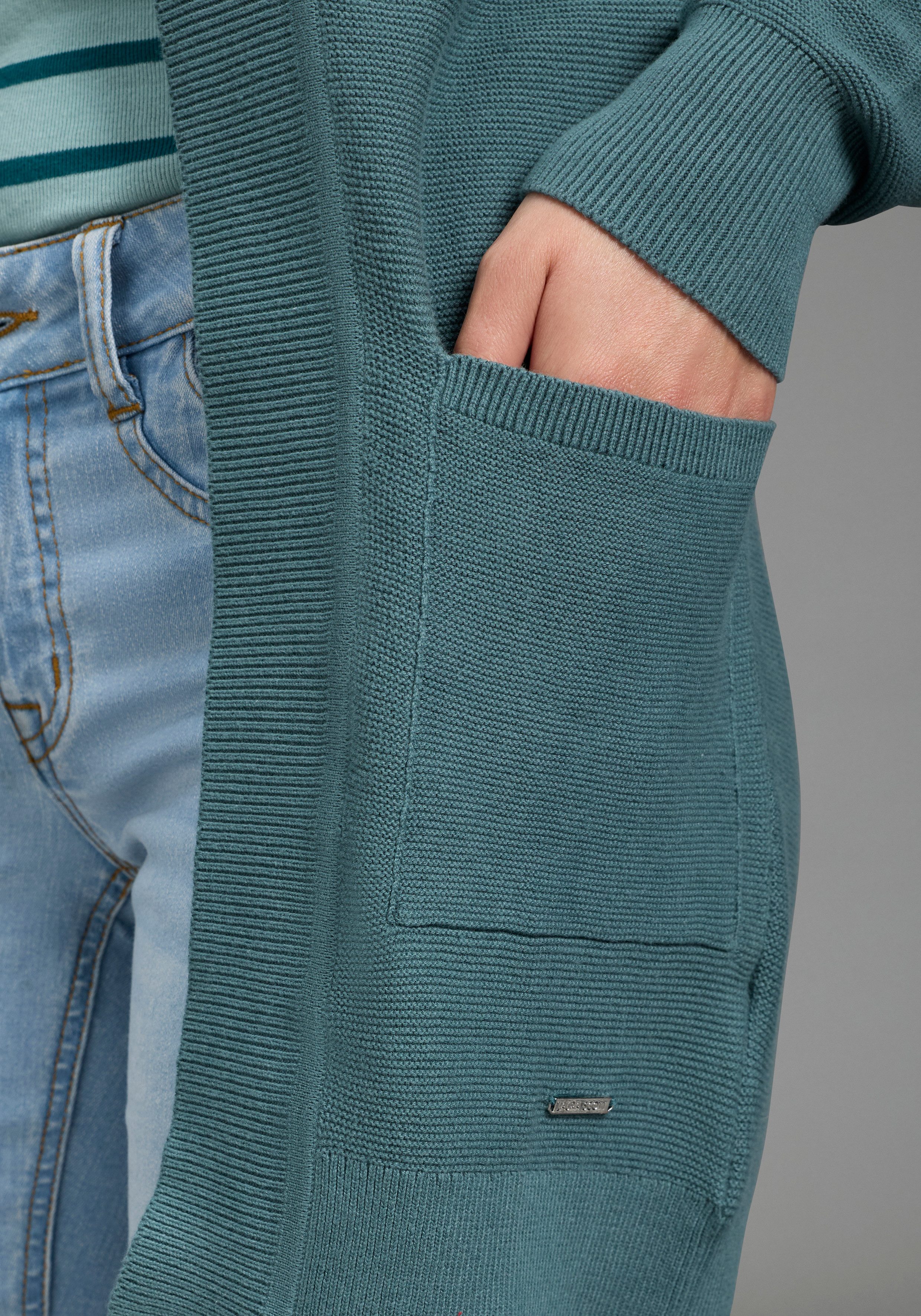 Laura Scott Strickjacke leichte Übergangsjacke mit Taschen, aus Baumwolle