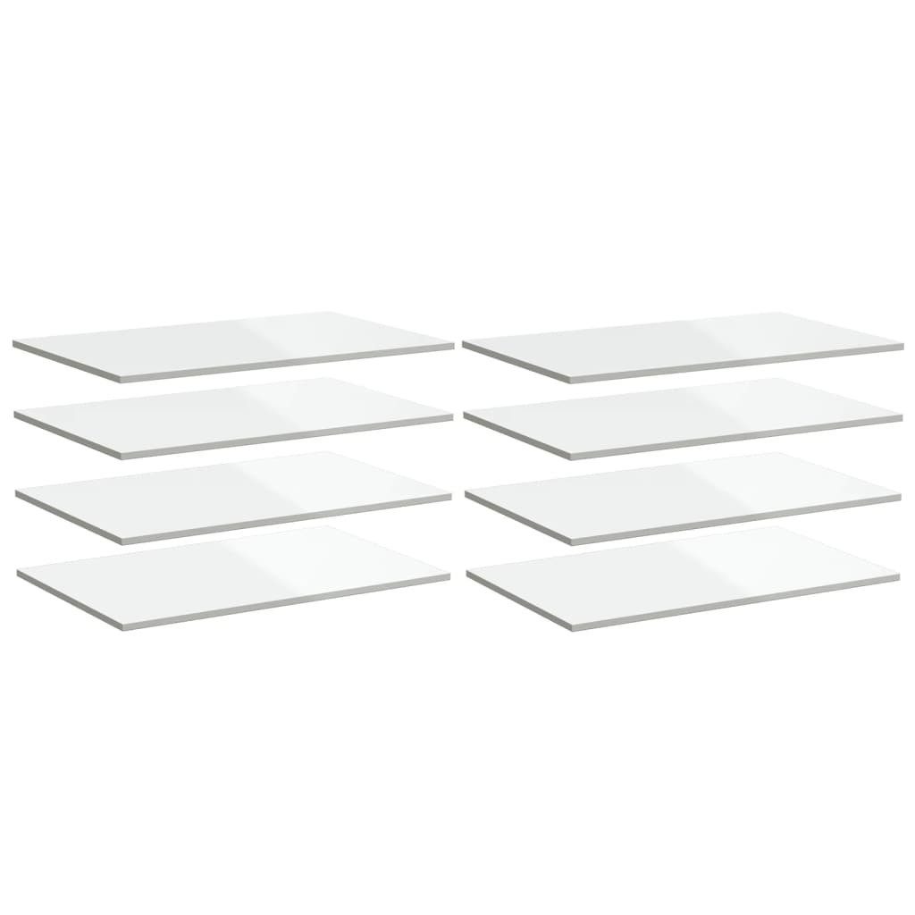 vidaXL Regaleinsatz, Bücherregal-Bretter 8 Stk. Hochglanz-Weiß 80x50x1,5 cm