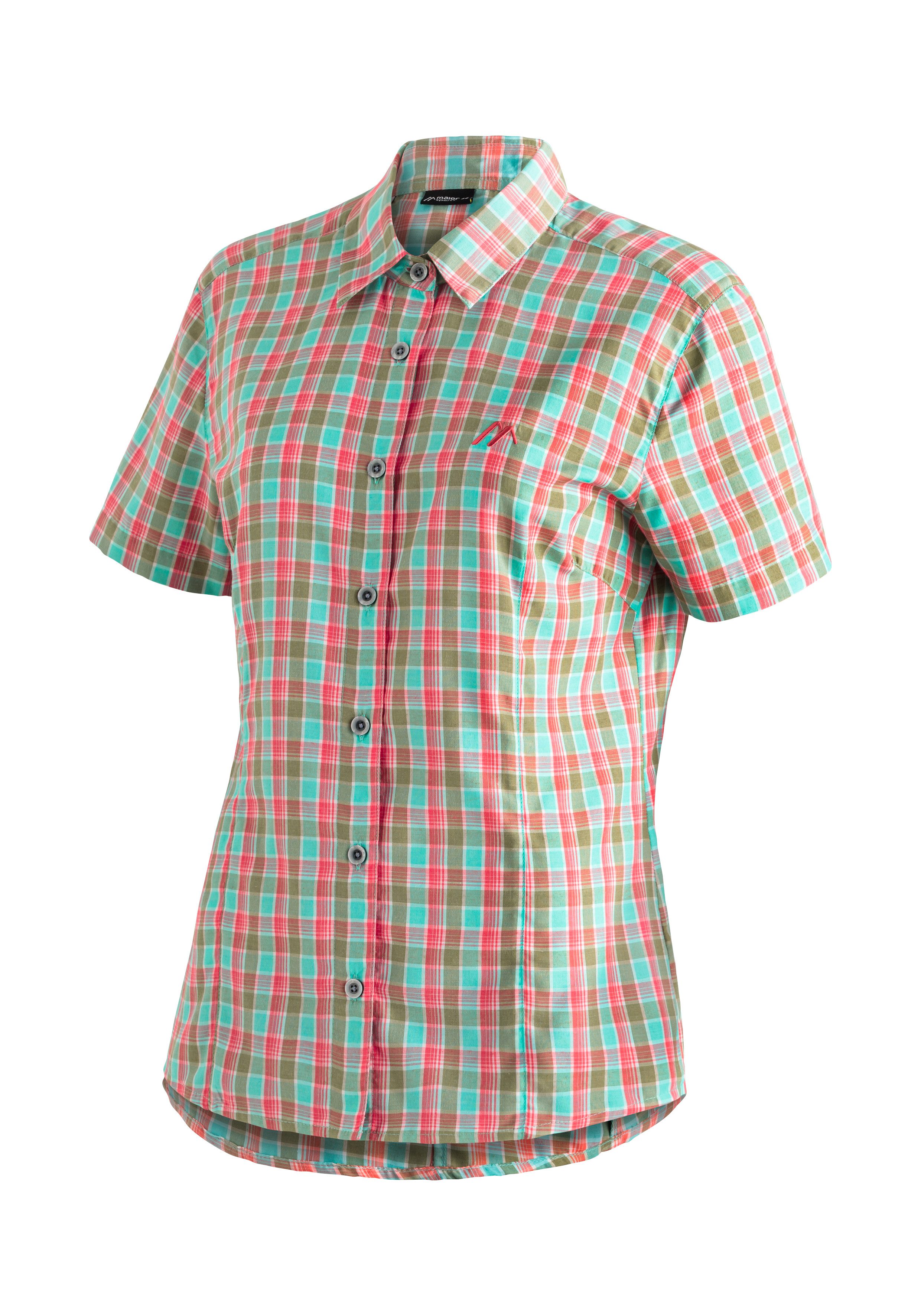 Maier Sports Funktionsbluse Philina Karierte Kurzarm-Bluse für Wandern, Reisen und Freizeit