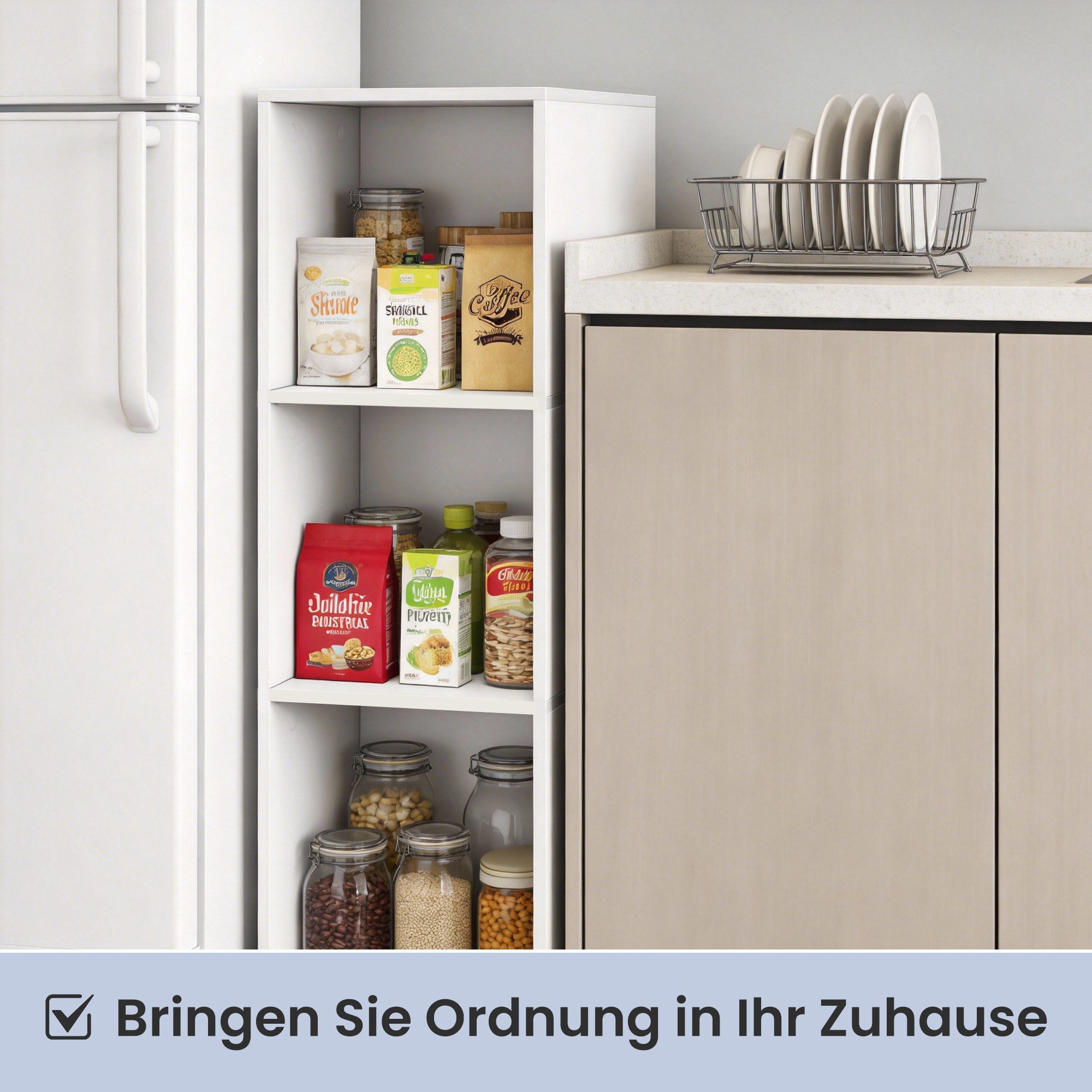 VASAGLE Bücherregal mit verstellbaren Ablagen, für Wohnzimmer, Homeoffice, Schlafzimmer, 3-stöckiges Regal, offenes Aufbewahrungsregal, 24 x 30 x 94,8 cm – Bild 5 von 5