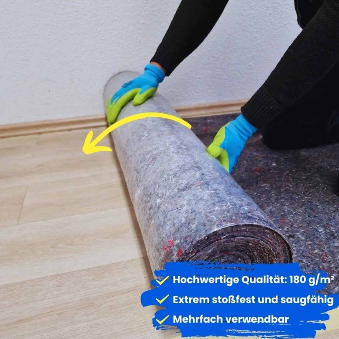 Defactoshop Malervlies Malervlies Rollenbezug rutschfest Malerfilz Abdeckvlies 180gr, (Packung, 1-St., malervlies), 50m x 1m - 200gr – Bild 2 von 3