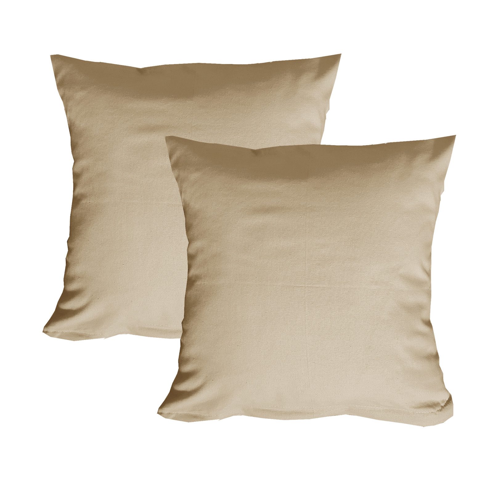Casa Colori Kissenbezug 2er Set Kissenbezug 100% Baumwolle, (2 Stück), 2er Set Kissenhülle Taupe 40x80 cm