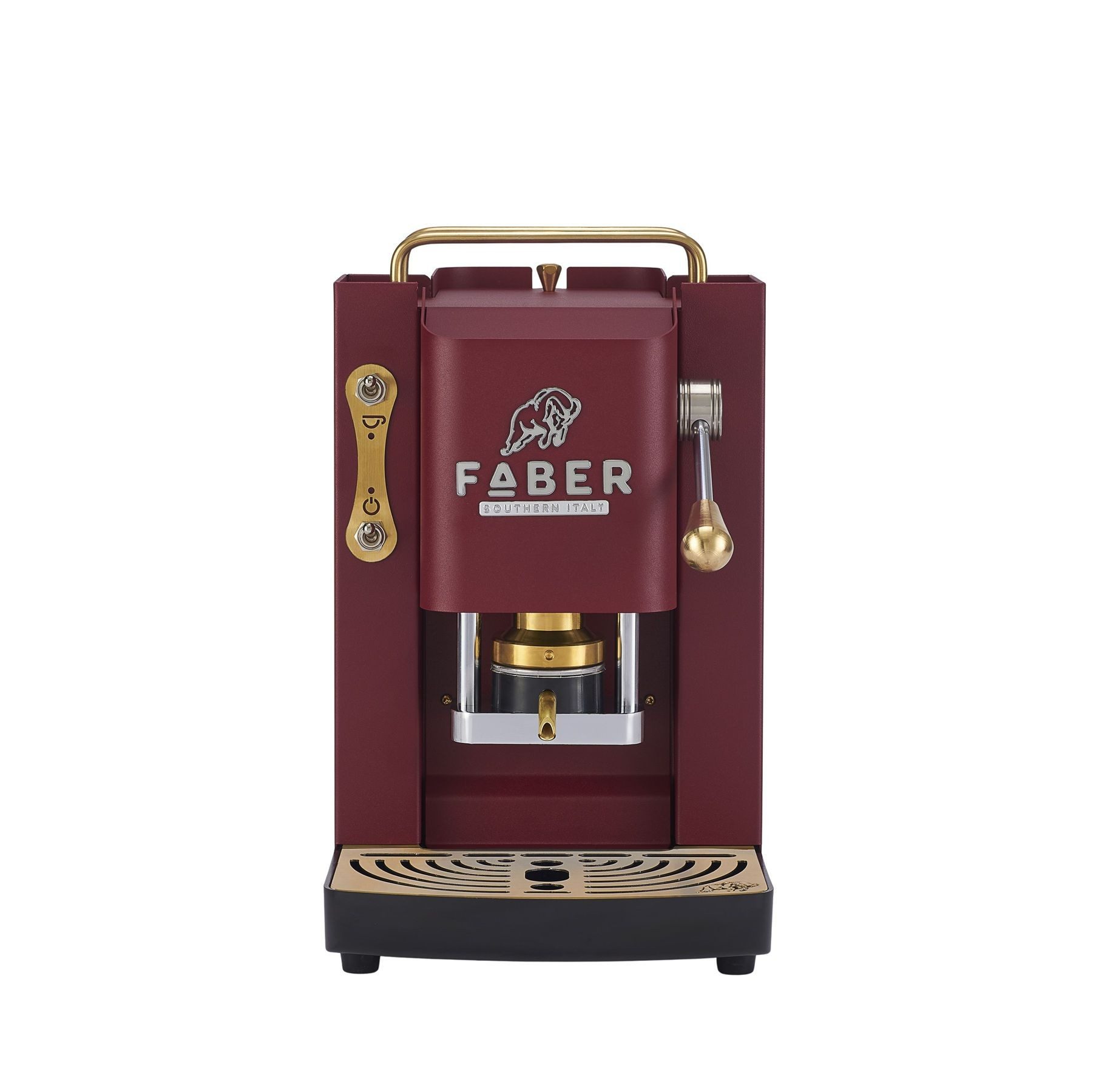 Faber Coffee Machines Kaffeepadmaschine Faber Pro Deluxe 3.0 Messing, ESE Pads, Messing-Details mit hochwertigem 3D-Logo
